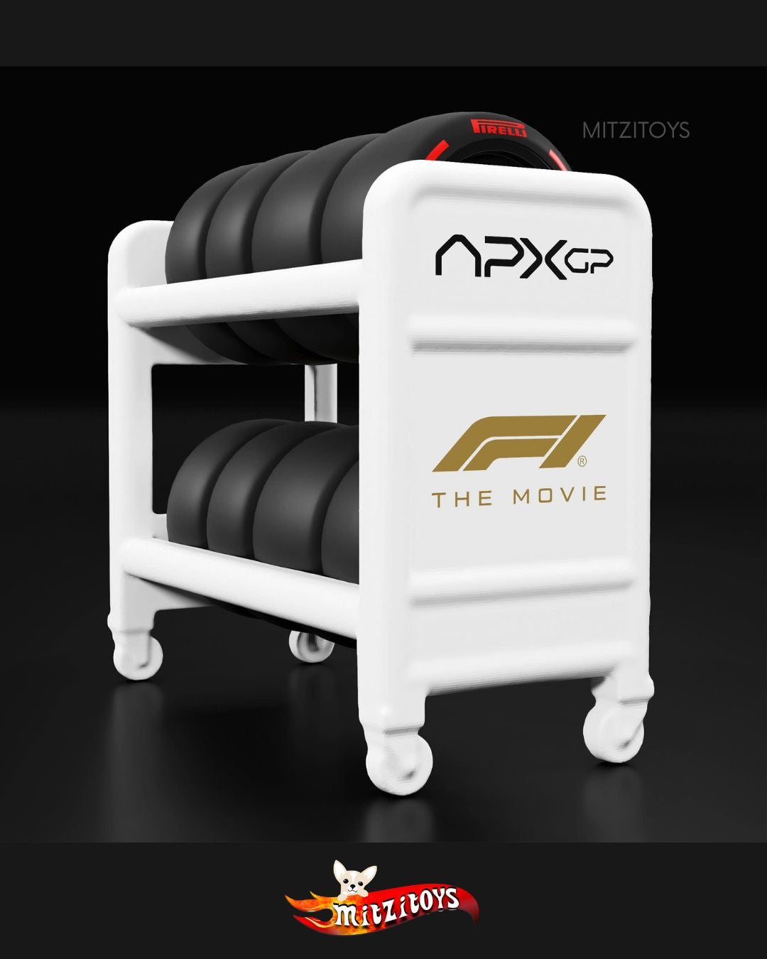 F1 APXGP con Rack de Neumáticos - F1 The Movie Fórmula 1  - Hot Wheels Premium