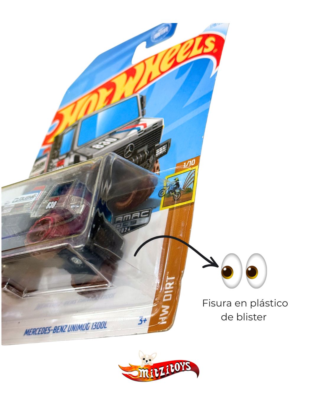 Detalle Mercedes-Benz Unimog 1300L Zamac - Hot Wheels - HW Dirt (1/10)
