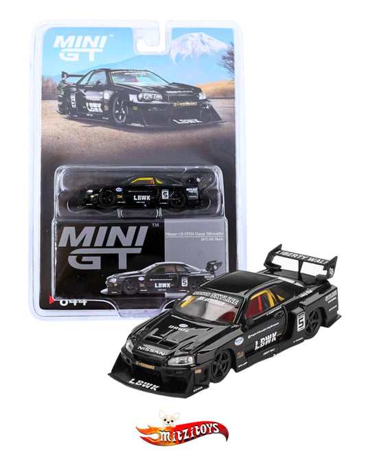 Nissan LB-ER34 Super Silhouette Skyline Black - Mini GT 1:64 (#044)