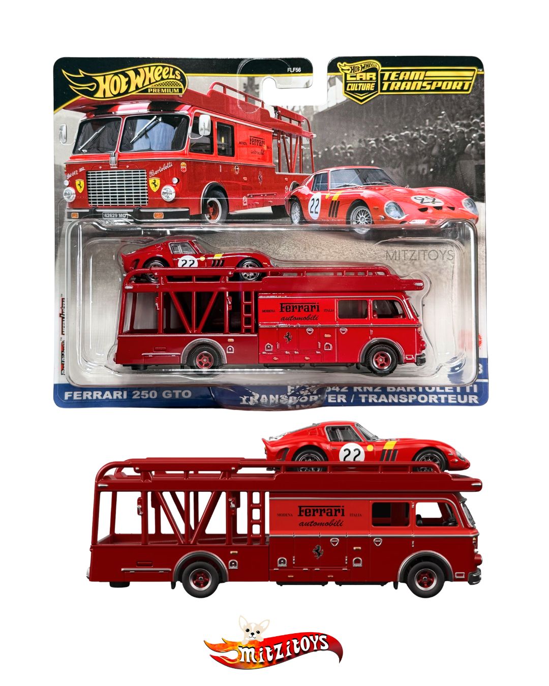 Ferrari 250 GTO & Fiat 642 RN2 Bartoletti Transporter – Hot Wheels Premium Team Transport