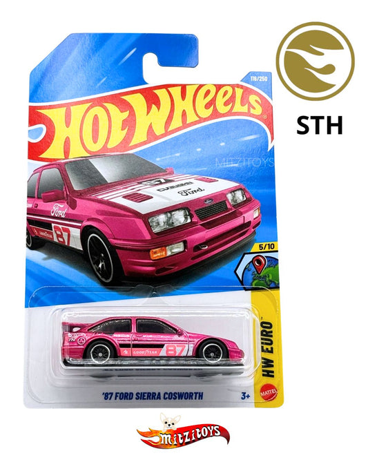 '87 Ford Sierra Cosworth (Spectraflame Pink) Super Treasure Hunt (STH) - Hot Wheels Mainline