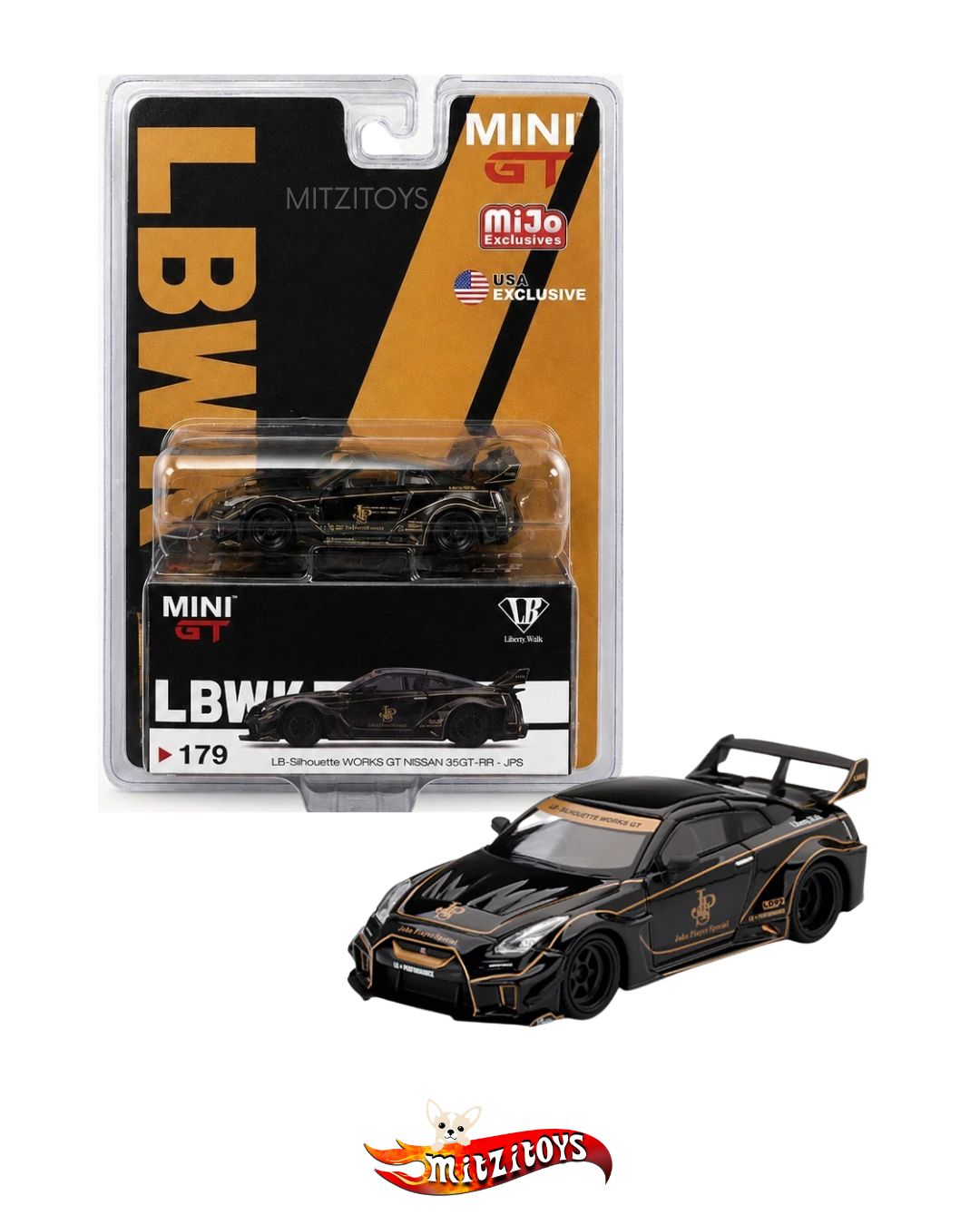 LB-Silhouette WORKS GT Nissan GTR R35 JPS (Nº 179) - USA Exclusive - Mini GT 1:64