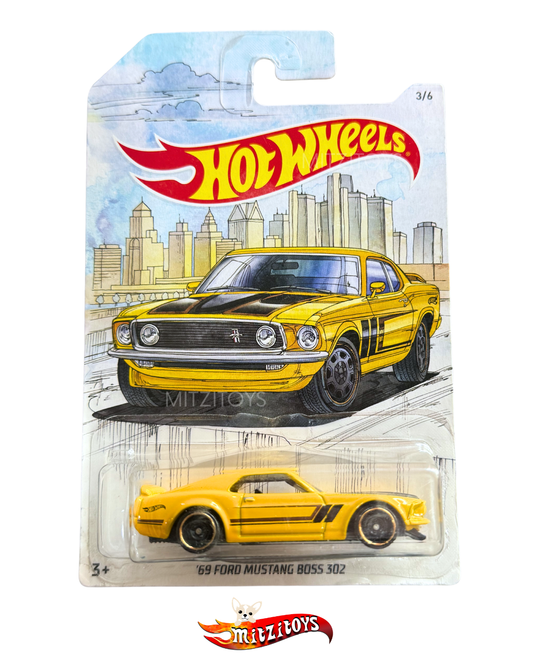 '69 Ford Mustang Boss 302 (Amarillo) (3/6), Hot Wheels Básico