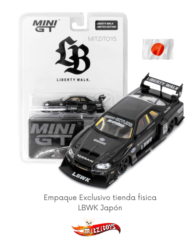 Nissan Skyline GT-R (R34) Liberty Walk (LB-ER34) Super Silhouette - Mini GT - Exclusivo LBWK Japón
