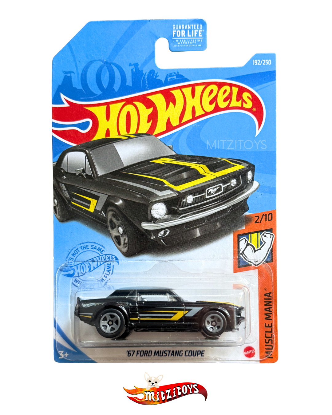 '67 Ford Mustang Coupe (Negro/Amarillo), Muscle Mania (2/10), Hot Wheels Básico