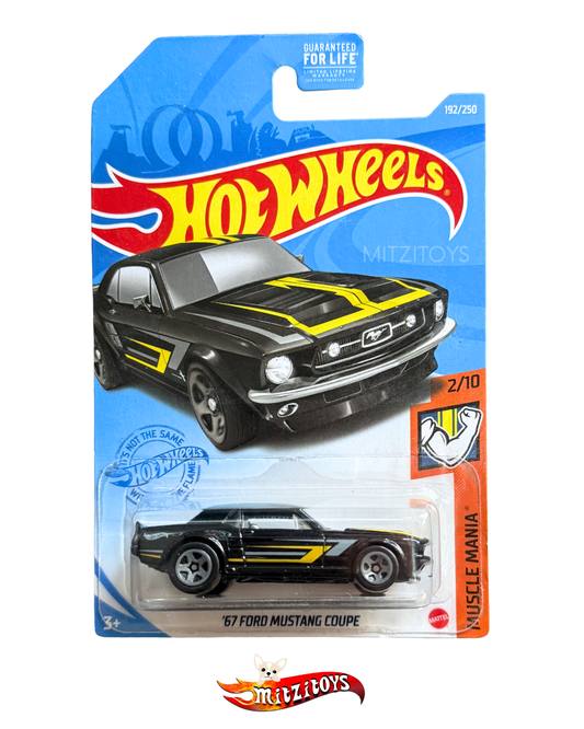 '67 Ford Mustang Coupe (Negro/Amarillo), Muscle Mania (2/10), Hot Wheels Básico