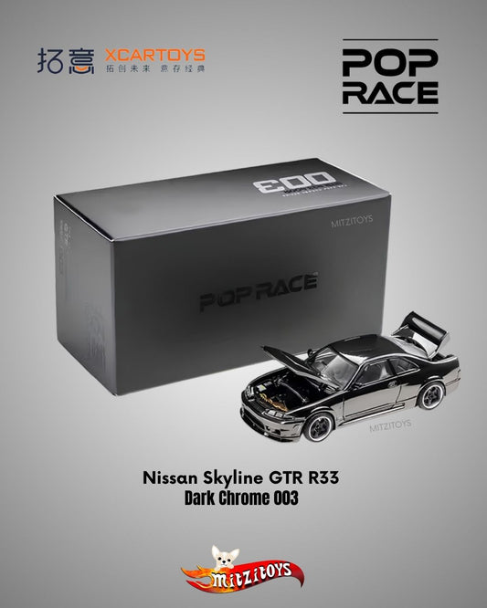 Nissan Skyline GT-R R33 Dark Chrome 003 - Pop Race x XCartoys 1:64