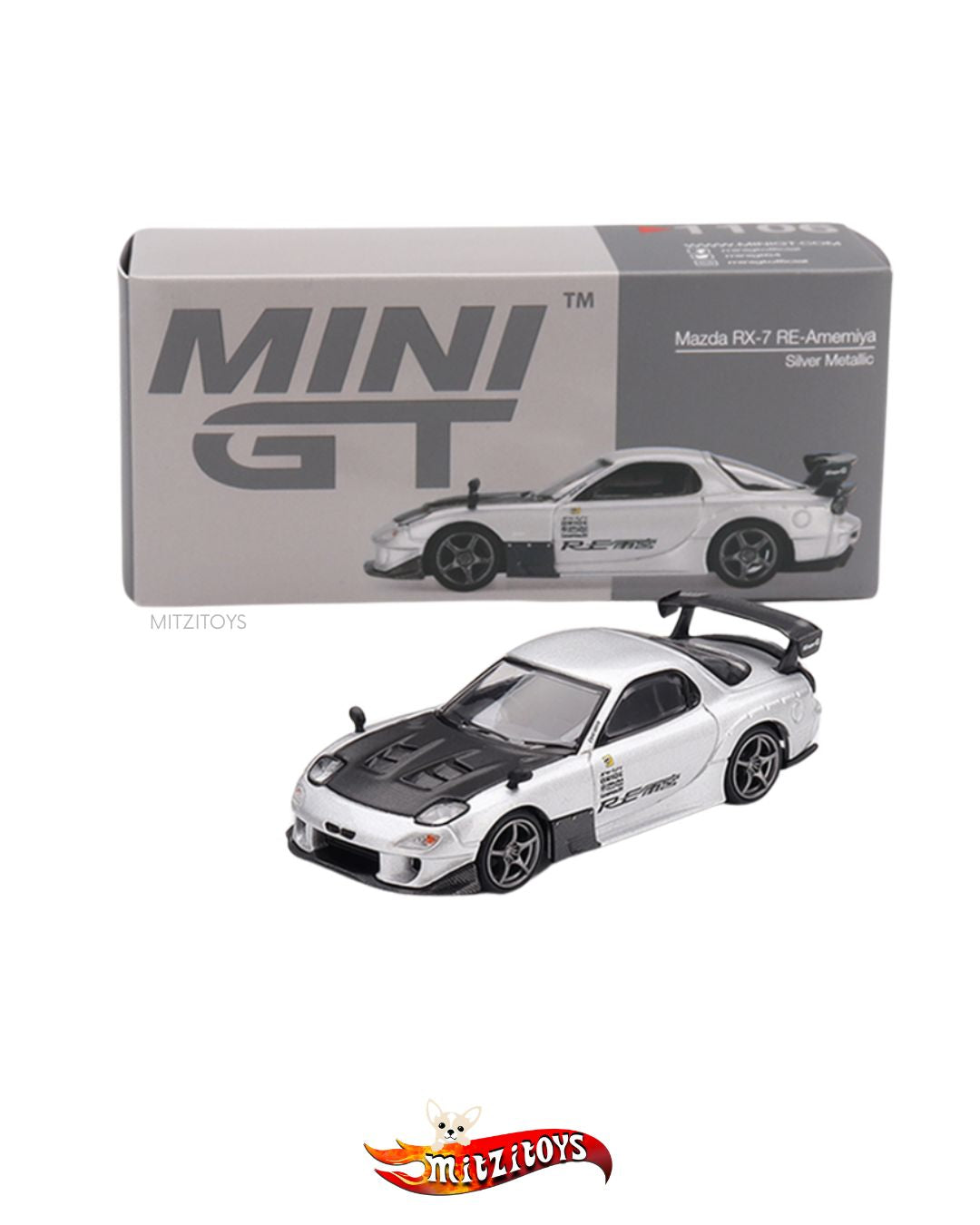 Mazda RX7 RE-Amemiya Silver Metallic (#1106) - Mini GT 1:64