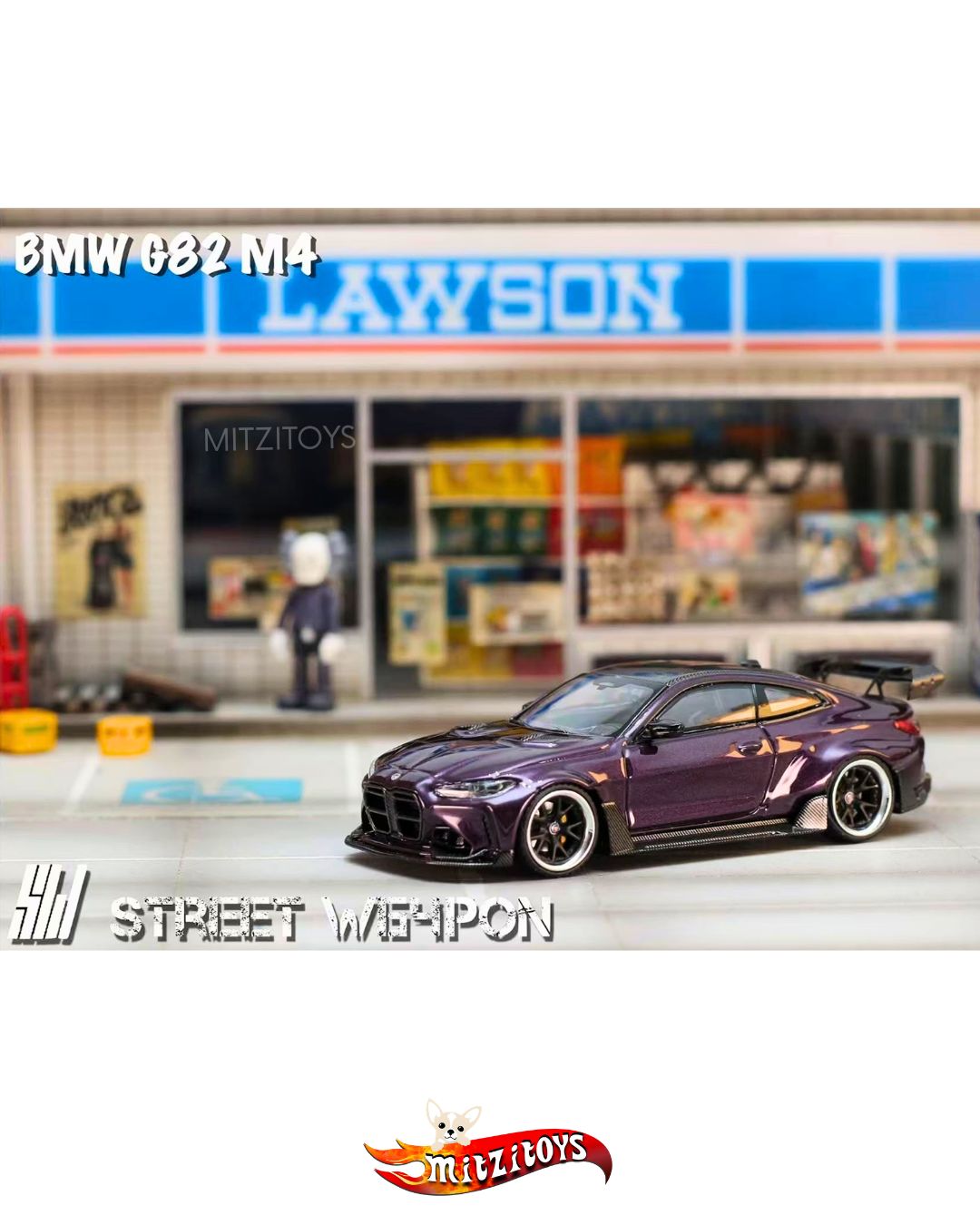 BMW M4 Widebody Purple Metal (G82) / Street Weapon - Street Warrior (Limited Edition) 1:64