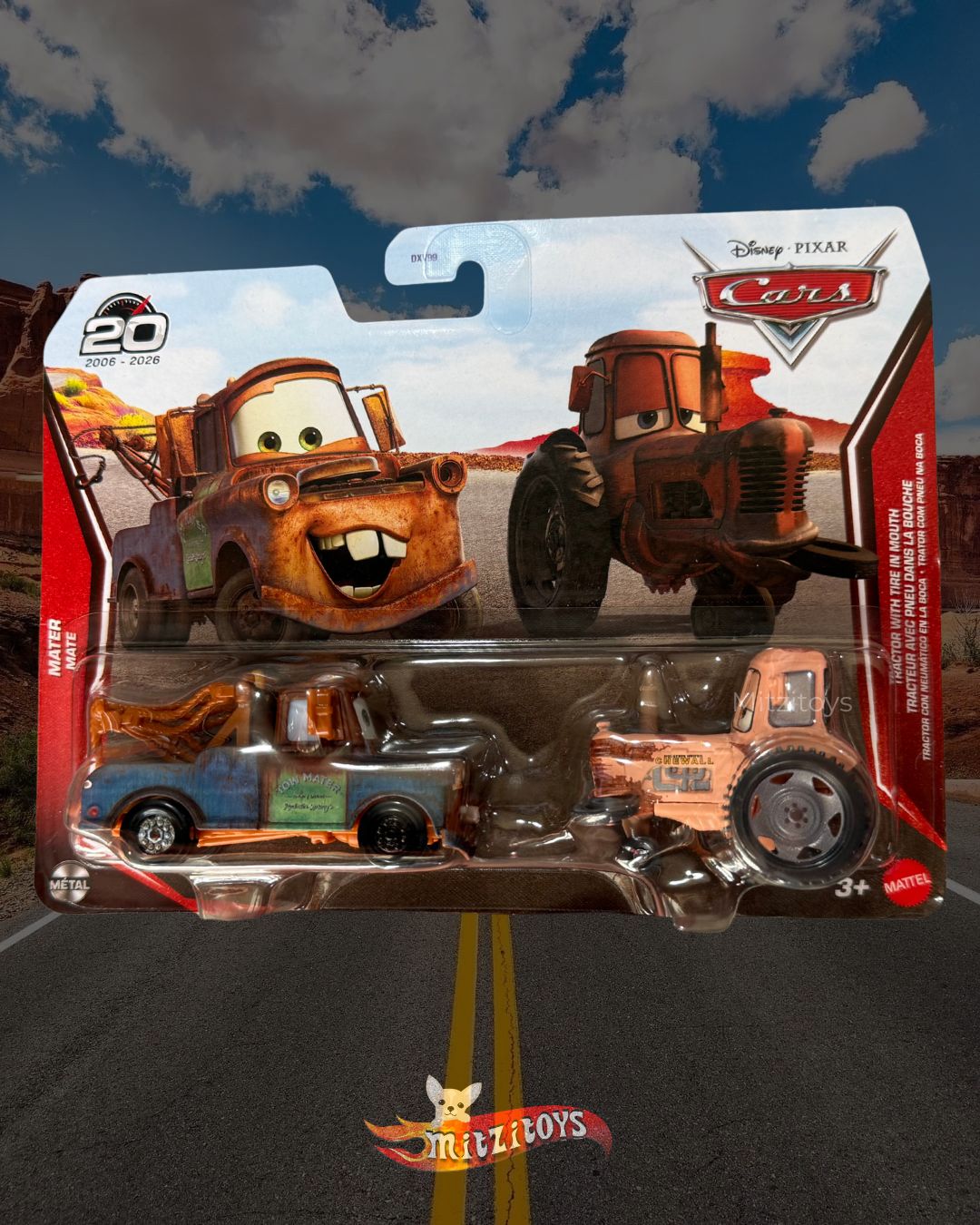 Mater & Tractor with Tire in Mouth (2-Pack) - Disney Pixar Cars (20th Anniversary) - Mattel