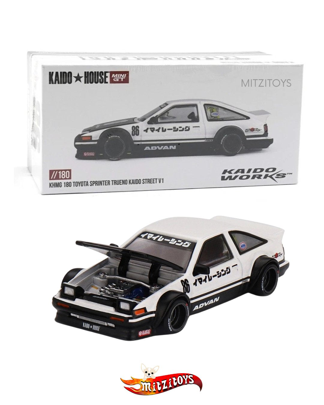 Toyota AE86 Sprinter Trueno Panda Kaido House x Mini GT