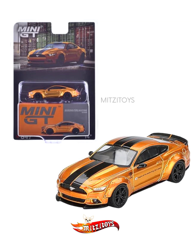 LBWK -Works Ford Mustang; Liberty Walk Gold; #647; Mini GT