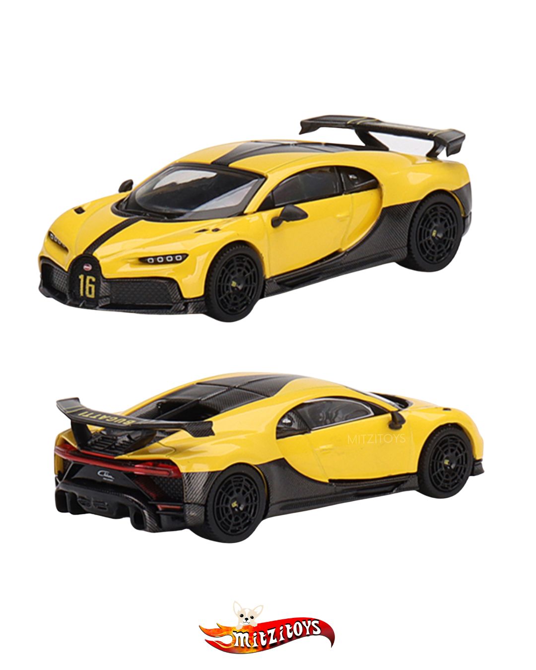 Bugatti Chiron Pur Sport Yellow / MiJo Exclusives (Limited 1 of 4200) - Mini GT 1:64