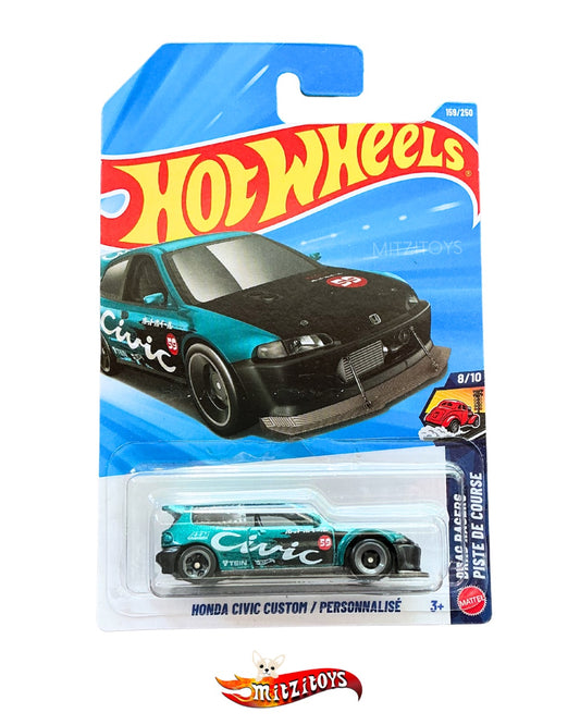 Honda Civic Custom (EG) Teal / Drag Racers 8/10 (159/250) - Hot Wheels Básico