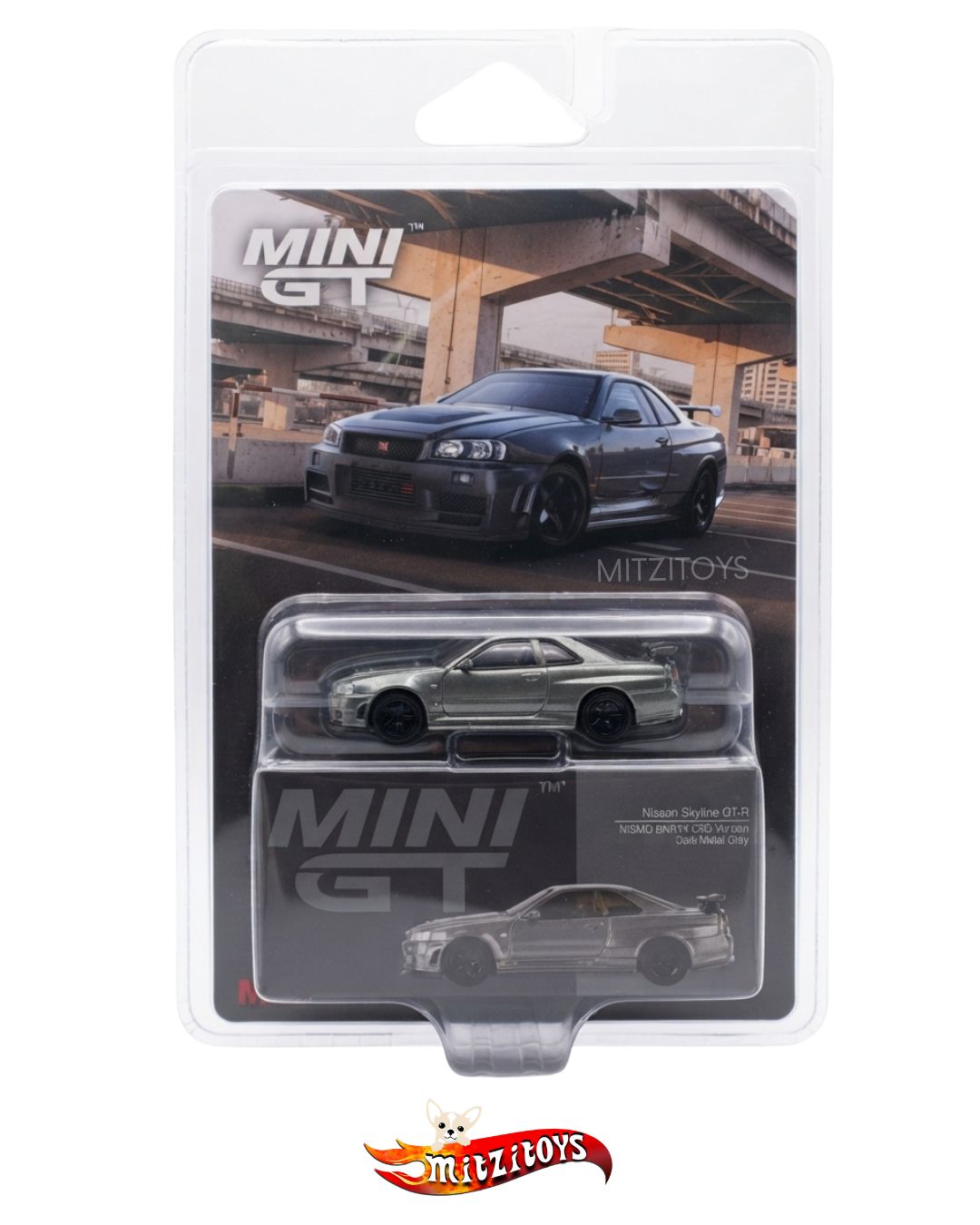 Nissan Skyline GT-R NISMO R34 CRS Version Dark Metal Gray - Mini GT 1:64