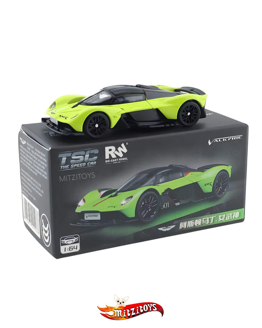 Aston Martin Valkyrie AMR Pro Lime Green / Black - TSC / RW Die-Cast Model 1:64