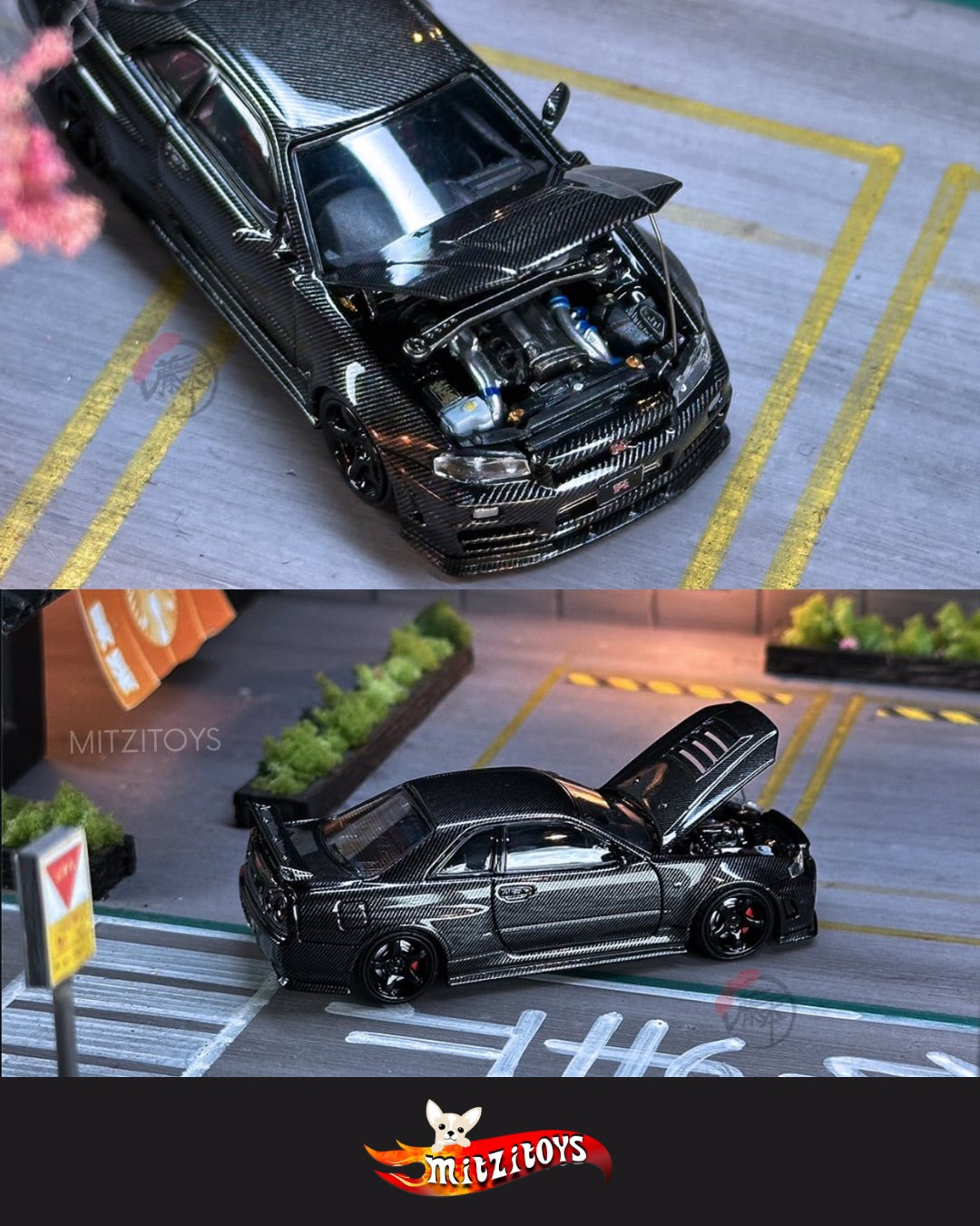Nissan GT-R R34 Full Carbon Fiber / Time Top (Limited Edition) 1:64