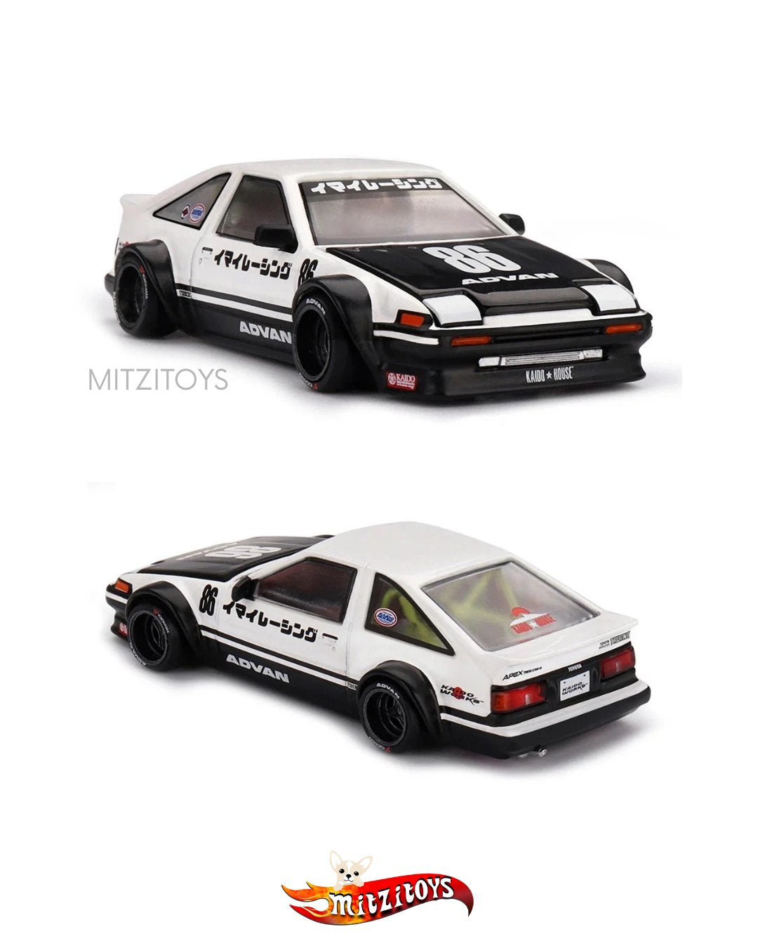 Toyota AE86 Sprinter Trueno Panda Kaido House x Mini GT