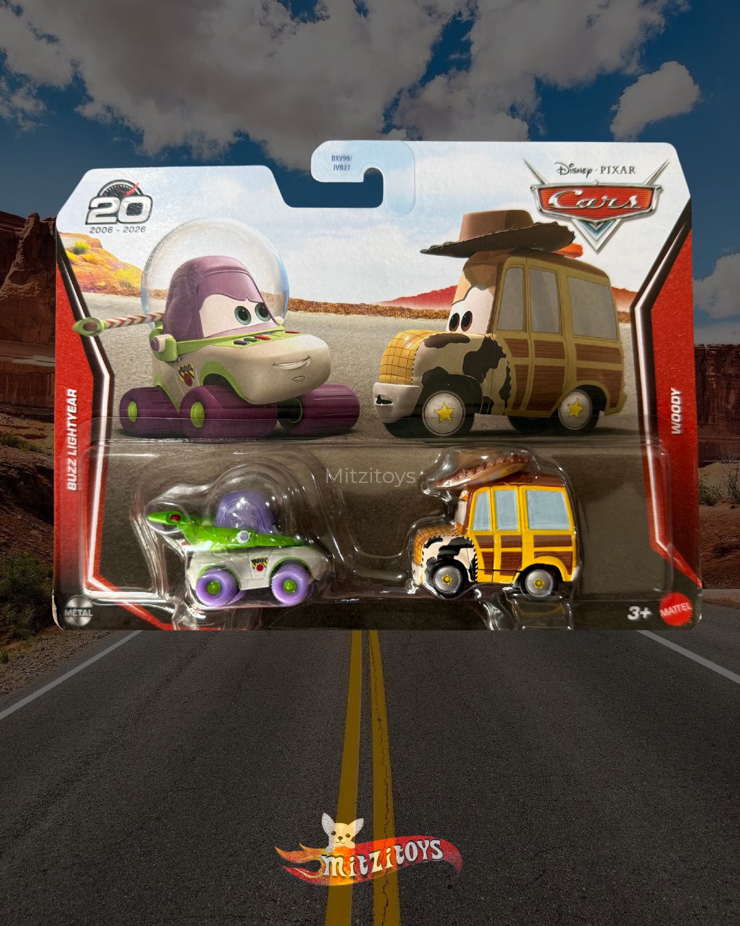 Buzz Lightyear Car & Woody Car (2-Pack) - Disney Pixar Cars (20th Anniversary) - Mattel