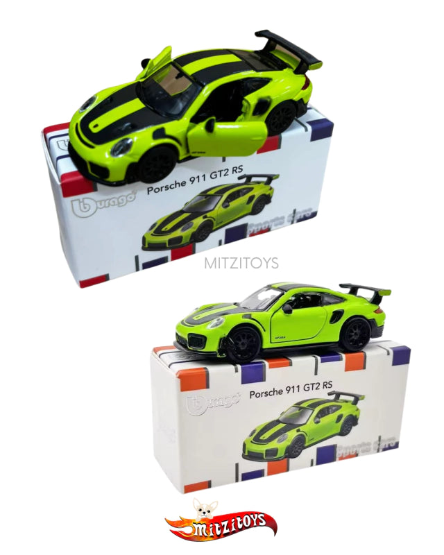 Porsche 911 GT2 RS; Verde Limón Burago Escala 1:64