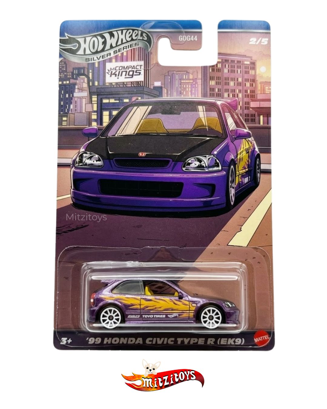 '99 Honda Civic Type R (EK9) (2/5) - Compact Kings - Hot Wheels Silver