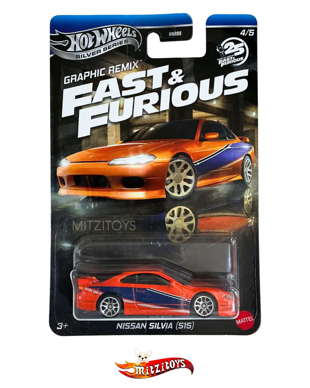 Nissan Silvia (S15) - Fast & Furious Graphic Remix (4/5) Hot Wheels Silver Series