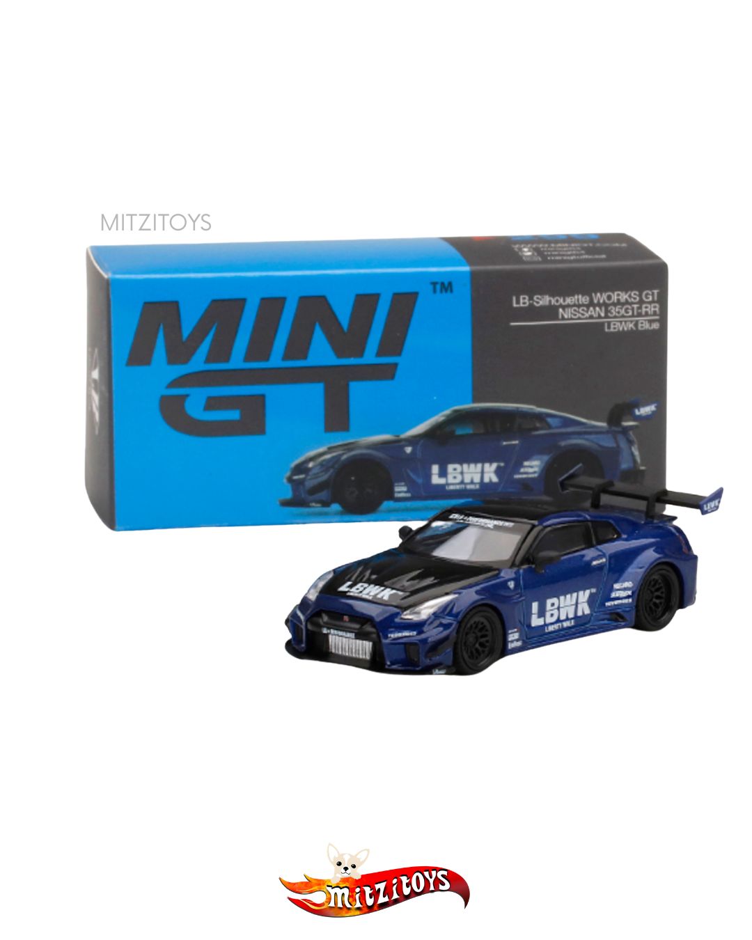 LB-Silhouette WORKS GT Nissan GTR R35GT-RR LBWK Blue (#299) - Mini GT 1:64