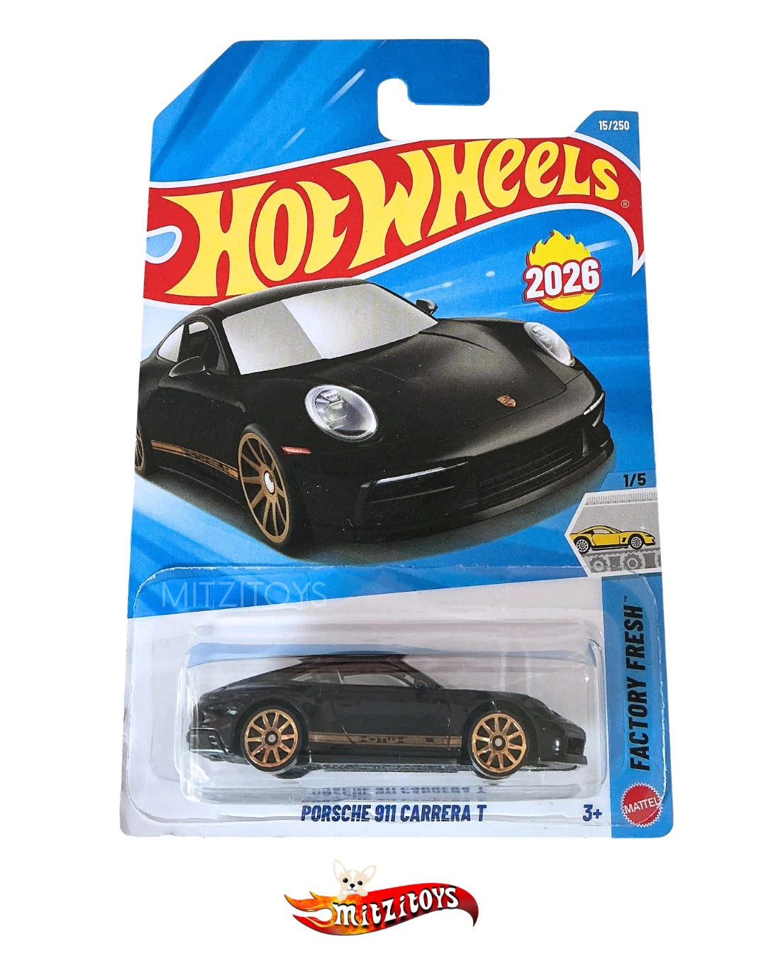 Porsche 911 Carrera T (1/5) Negro Dorado- Factory Fresh - Básico