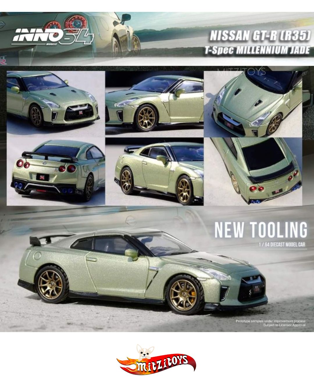 Nissan GT-R R35 T-Spec Millennium Jade / 1:64 Model Car - INNO64