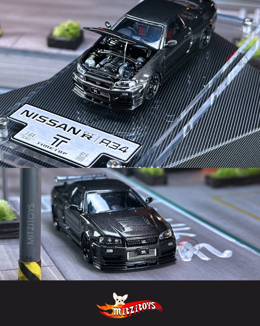 Nissan GT-R R34 Full Carbon Fiber / Time Top (Limited Edition) 1:64