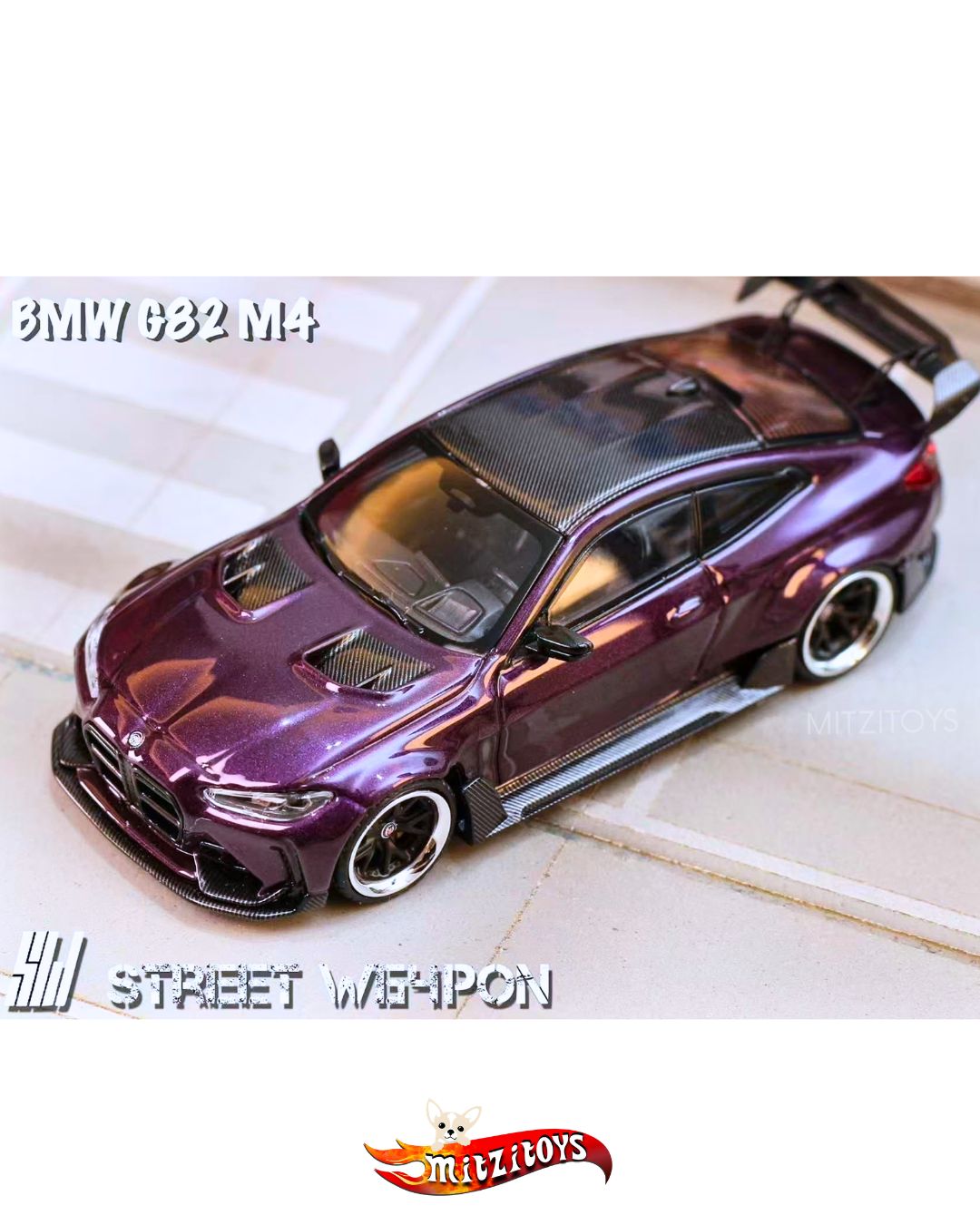 BMW M4 Widebody Purple Metal (G82) / Street Weapon - Street Warrior (Limited Edition) 1:64