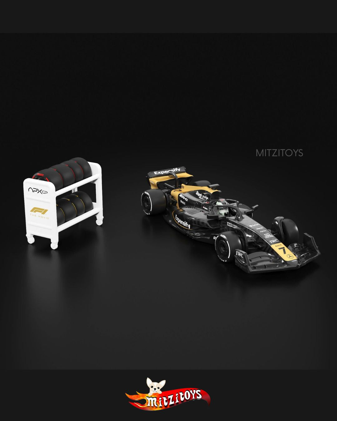 F1 APXGP con Rack de Neumáticos - F1 The Movie Fórmula 1  - Hot Wheels Premium
