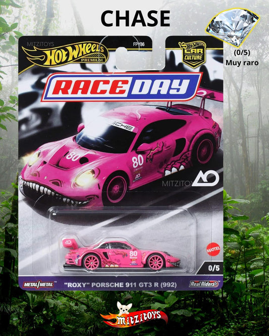 "Roxy" Porsche 911 GT3 R (992) Pink CHASE (0/5) - Hot Wheels Premium Car Culture Race Day