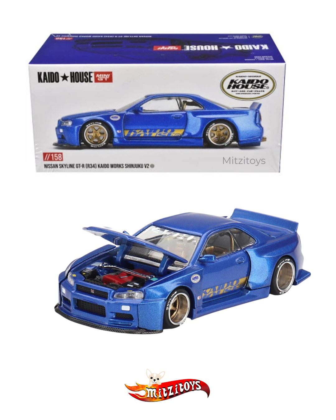 Nissan Skyline GT-R R34 Kaido Works Shinjuku V2 //158 - Kaido House - Mini GT