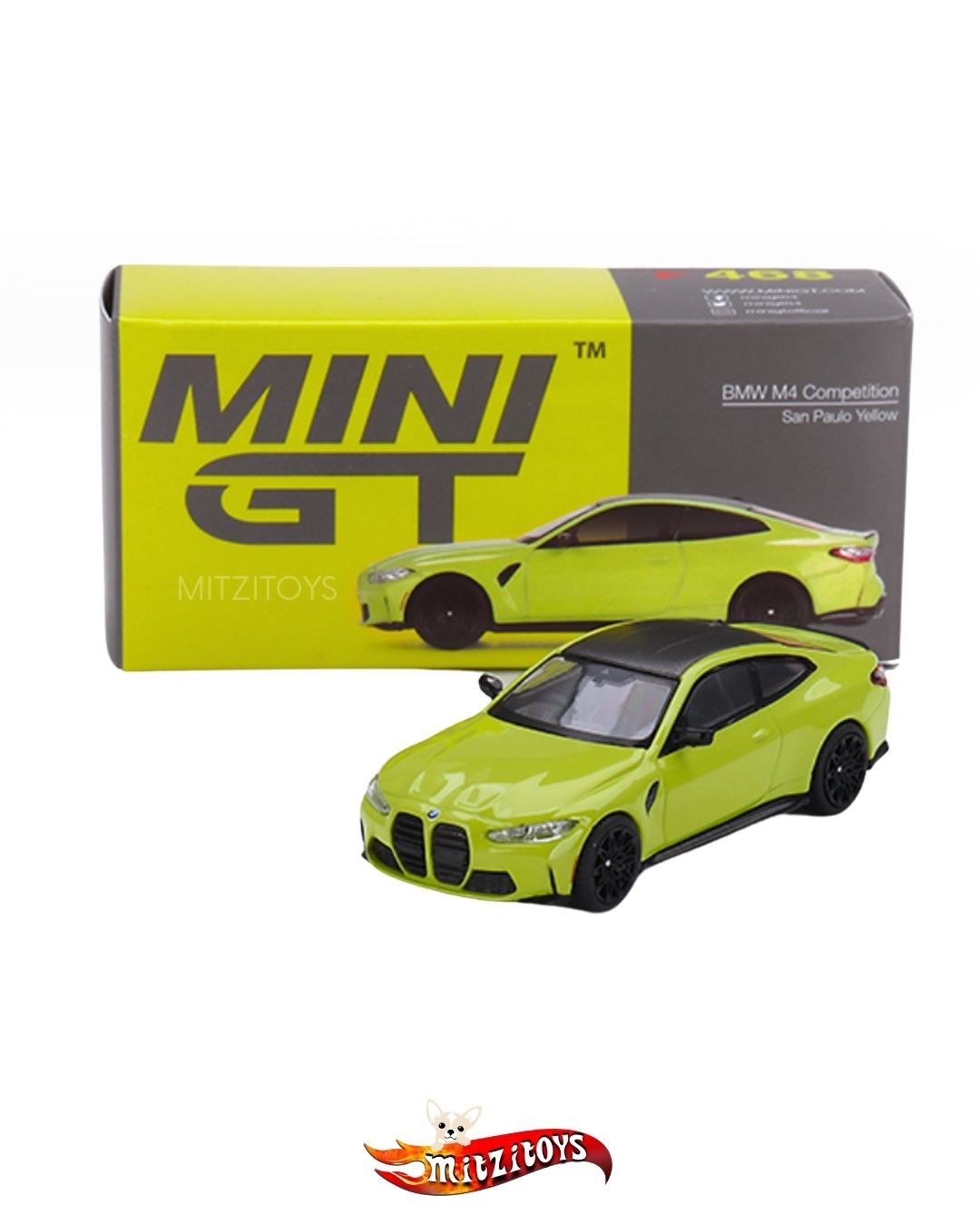 BMW M4 Competition San Paulo Yellow / MiJo Exclusives (Limited 1 of 1800) - Mini GT 1:64