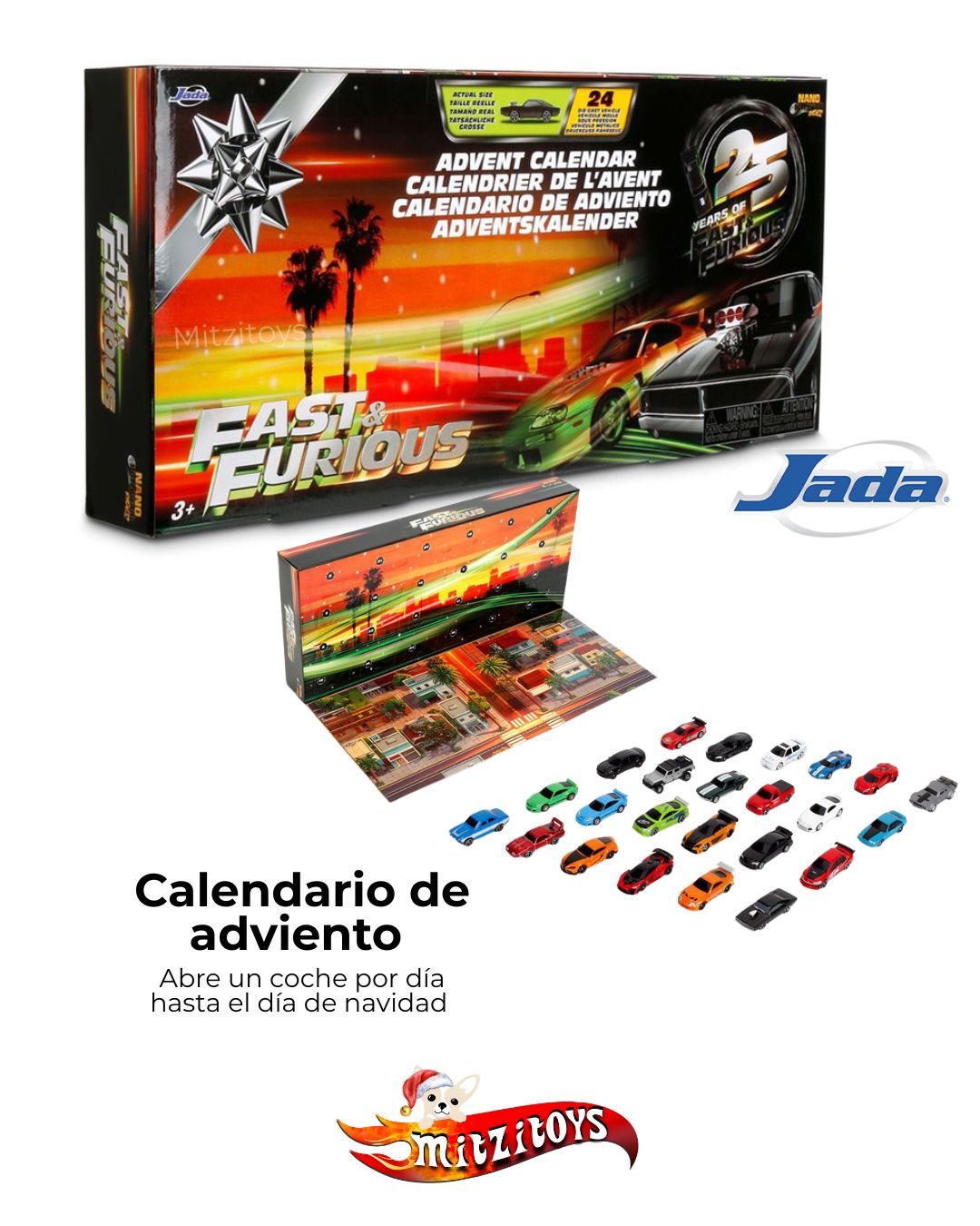 Fast & Furious Advent Calendar Calendario adviento navidad (Nano Hollywood Rides) - Jada Toys