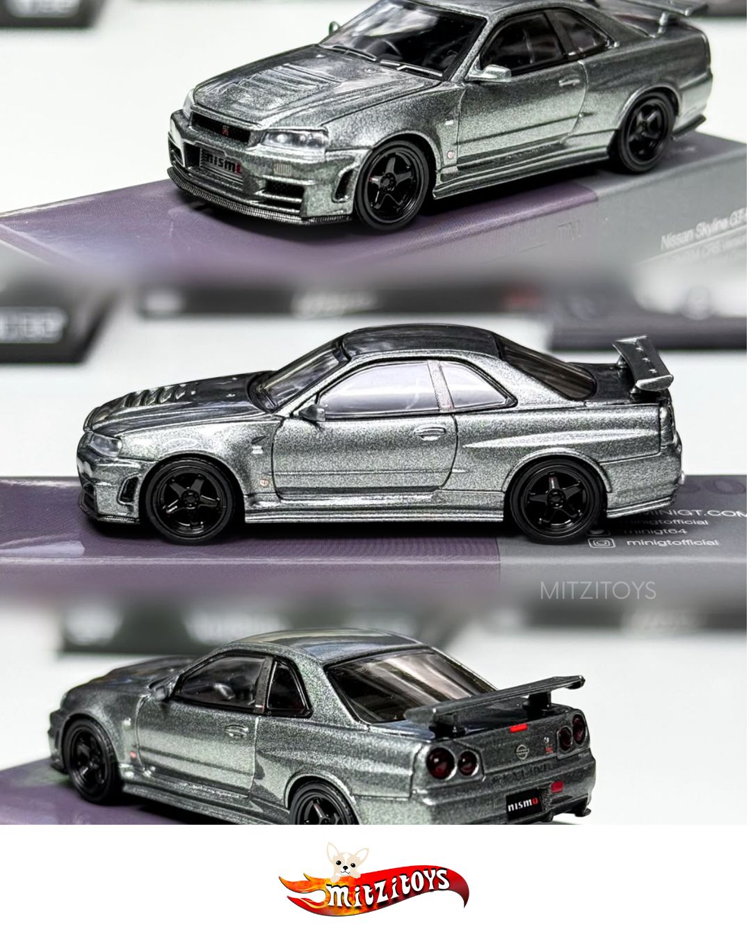 Nissan Skyline GT-R NISMO R34 CRS Version Dark Metal Gray - Mini GT 1:64