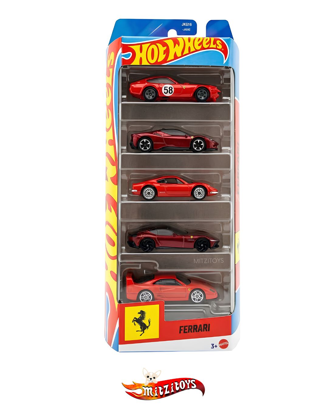 Ferrari 5 Pack / Dino 206 GT, SF90 Stradale, 365 GTB 4, 12CILINDRI, F40 Competizione - Hot Wheels