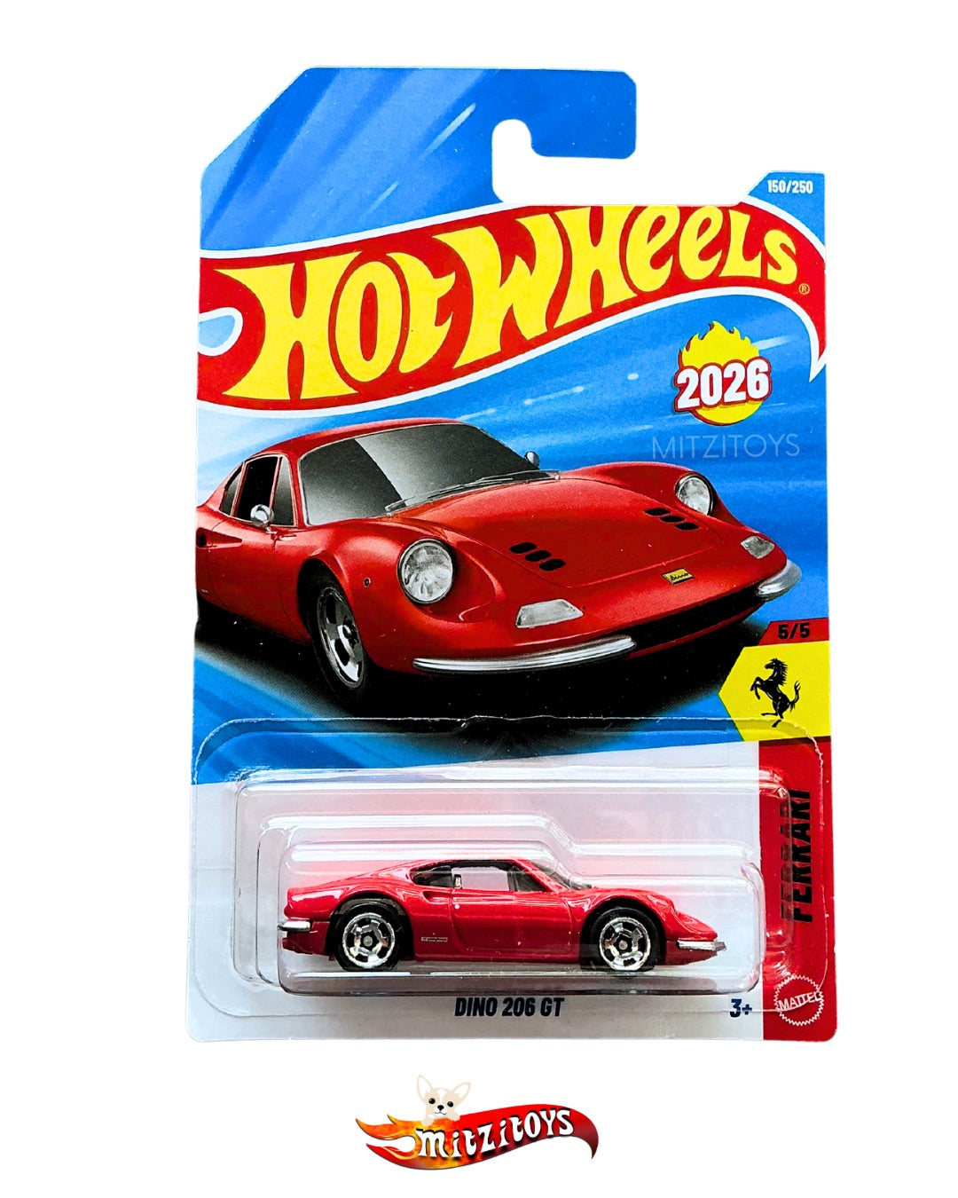 Ferrari Dino 206 GT Red 5/5 (150/250) - Hot Wheels básico