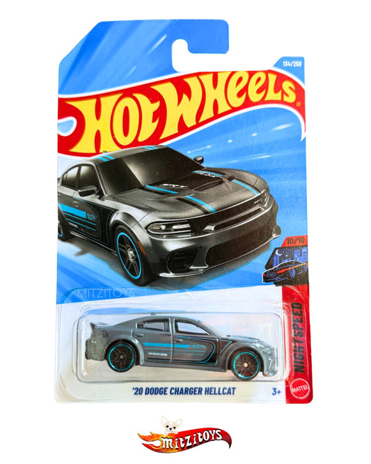 '20 Dodge Charger Hellcat Grey / Nightburnerz 10/10 (134/250) - Hot Wheels Básico