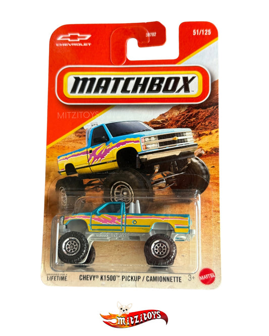 Chevy K1500 Pickup Teal & Yellow (51/125) - Matchbox